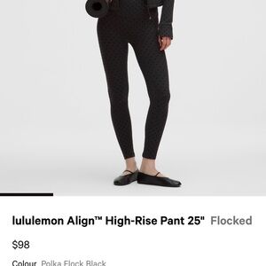 NWT Lululemon Align™ High-Rise Pant 25" Flocked Polka Dot Size 4